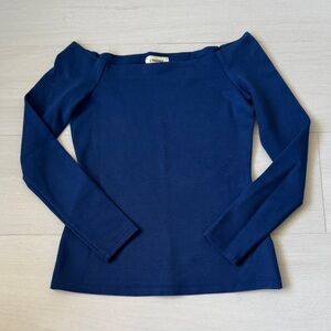 L’Agence Off-Shoulder Navy Blue Top